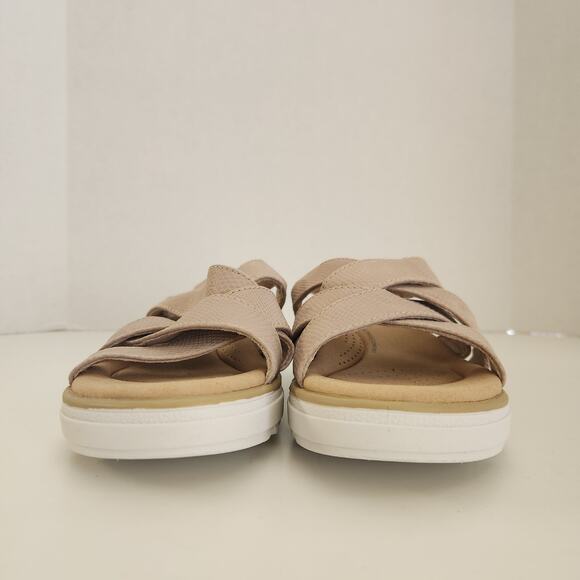 Clarks women's Jillian Spring Wedge Sandal, Sand Leather, 6 US - Picture 3 of 9